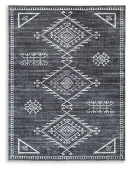 Tampa Furniture Outlet Lutz - Ashley Furniture - Arloman Rug - 5' x 7' Washable Rug / Black/Cream/Gray - R405932