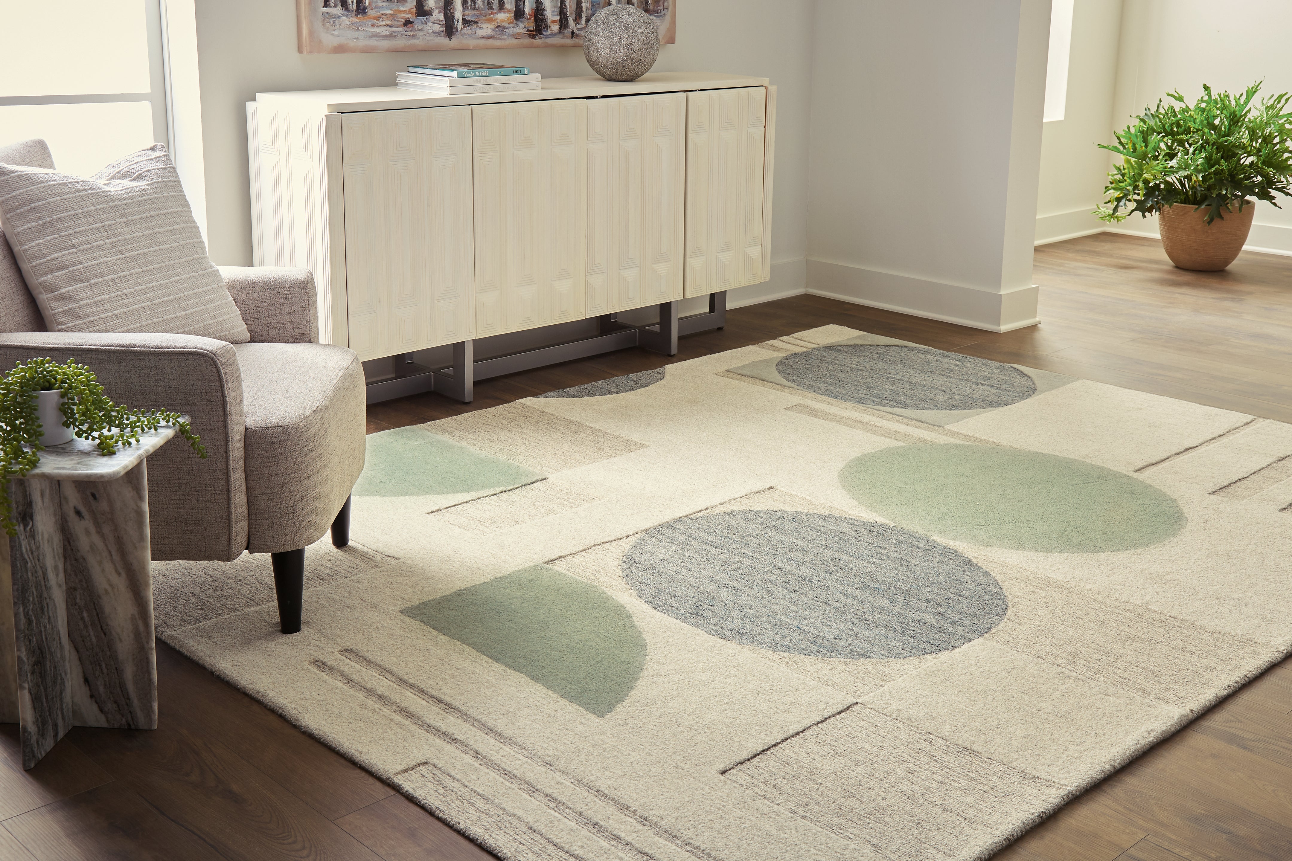 Tampa Furniture Outlet Lutz - Ashley Furniture - Dallane Rug - 8' x 10' Rug / Linen/Blue/Green - R406351