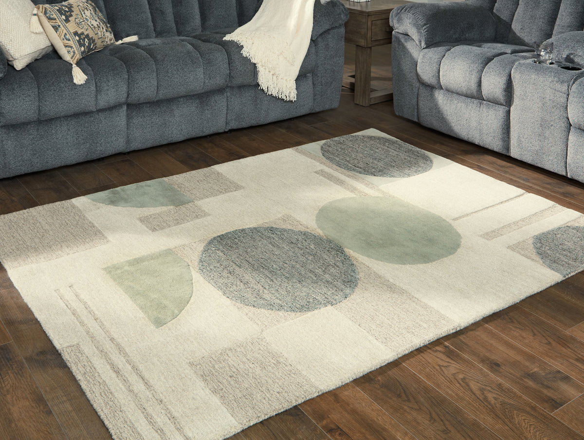 Tampa Furniture Outlet Lutz - Ashley Furniture - Dallane Rug - 5' x 7' Rug / Linen/Blue/Green - R406352