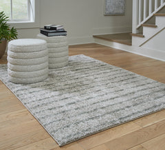 Tampa Furniture Outlet Lutz - Ashley Furniture - Laddway Rug - 5' x 7' Rug / Cream/Green - R406882