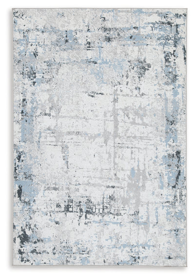 Tampa Furniture Outlet Lutz - Ashley Furniture - Emertonly Rug - 5' x 7' Washable Rug / Blue/White/Gray - R406982