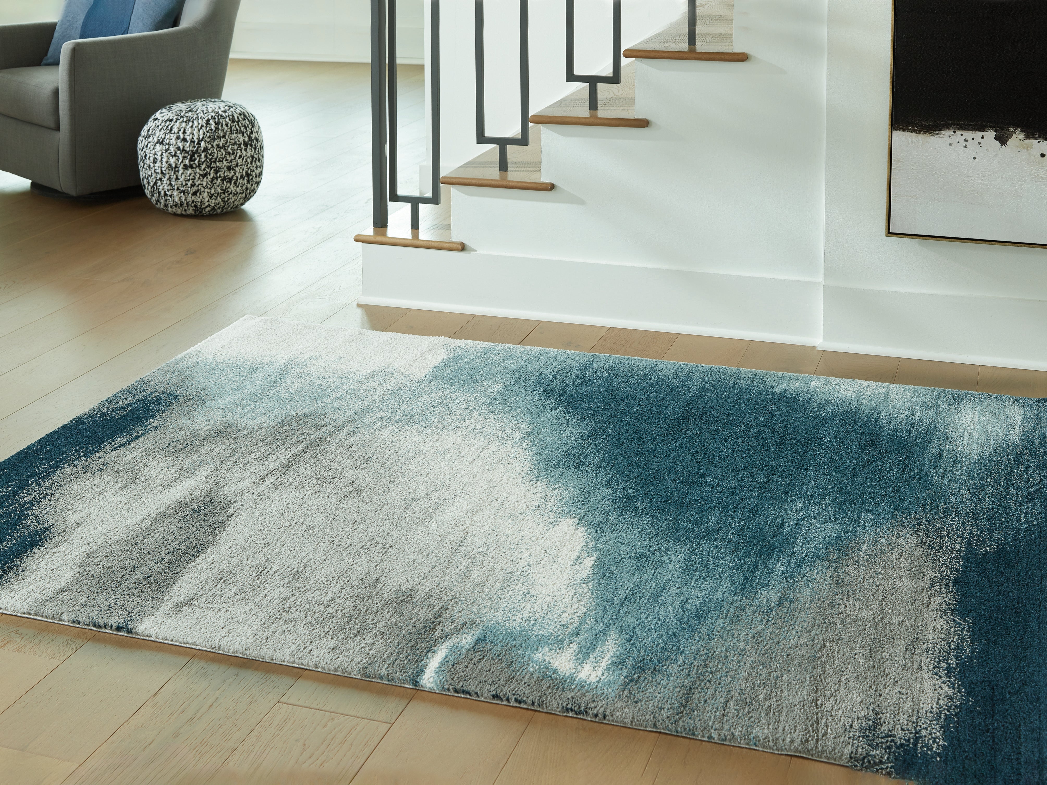 Tampa Furniture Outlet Lutz - Ashley Furniture - Brentward Rug - 8' x 10' Rug / Blue/Gray/Ivory - R407081