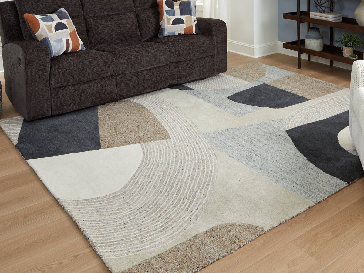 Tampa Furniture Outlet Lutz - Ashley Furniture - Edrickhill Rug - 8' x 10' Rug / Grayish Teal/Taupe/Cream - R407121