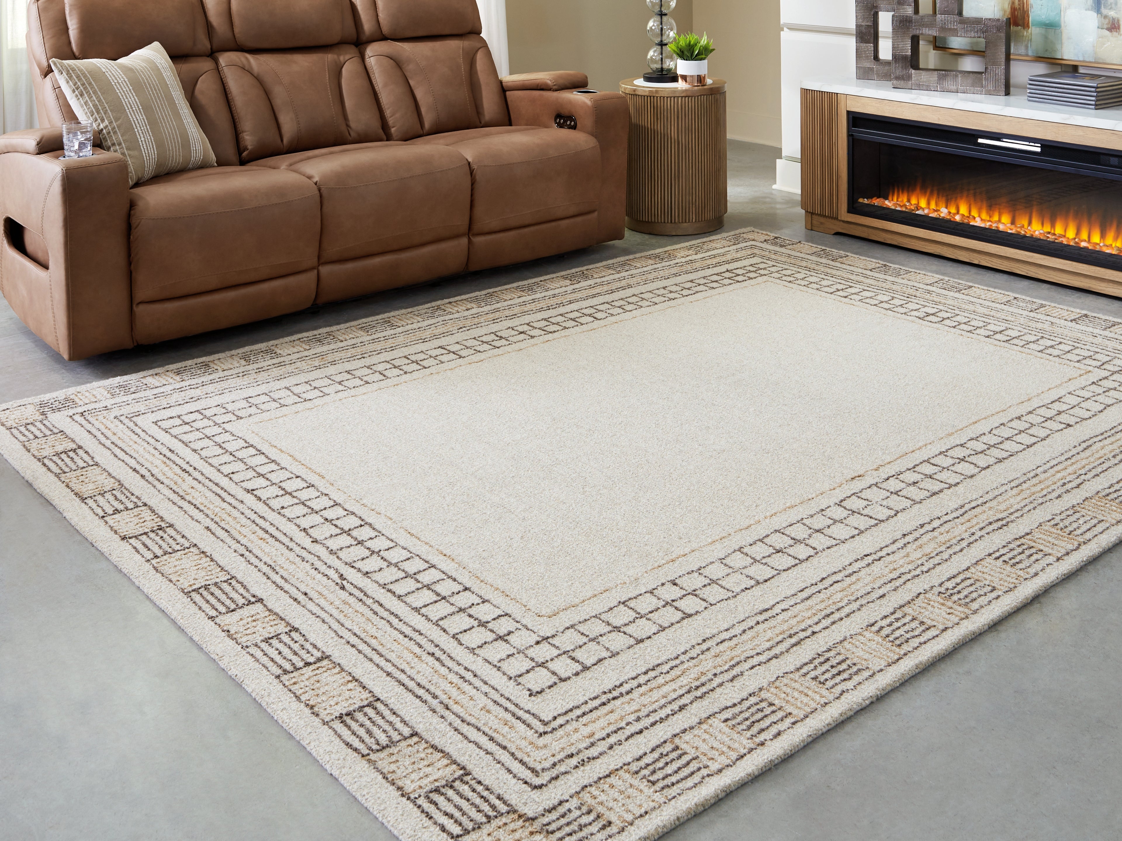 Tampa Furniture Outlet Lutz - Ashley Furniture - Idaman Rug - Large Rug / Taupe/Brown - R407291