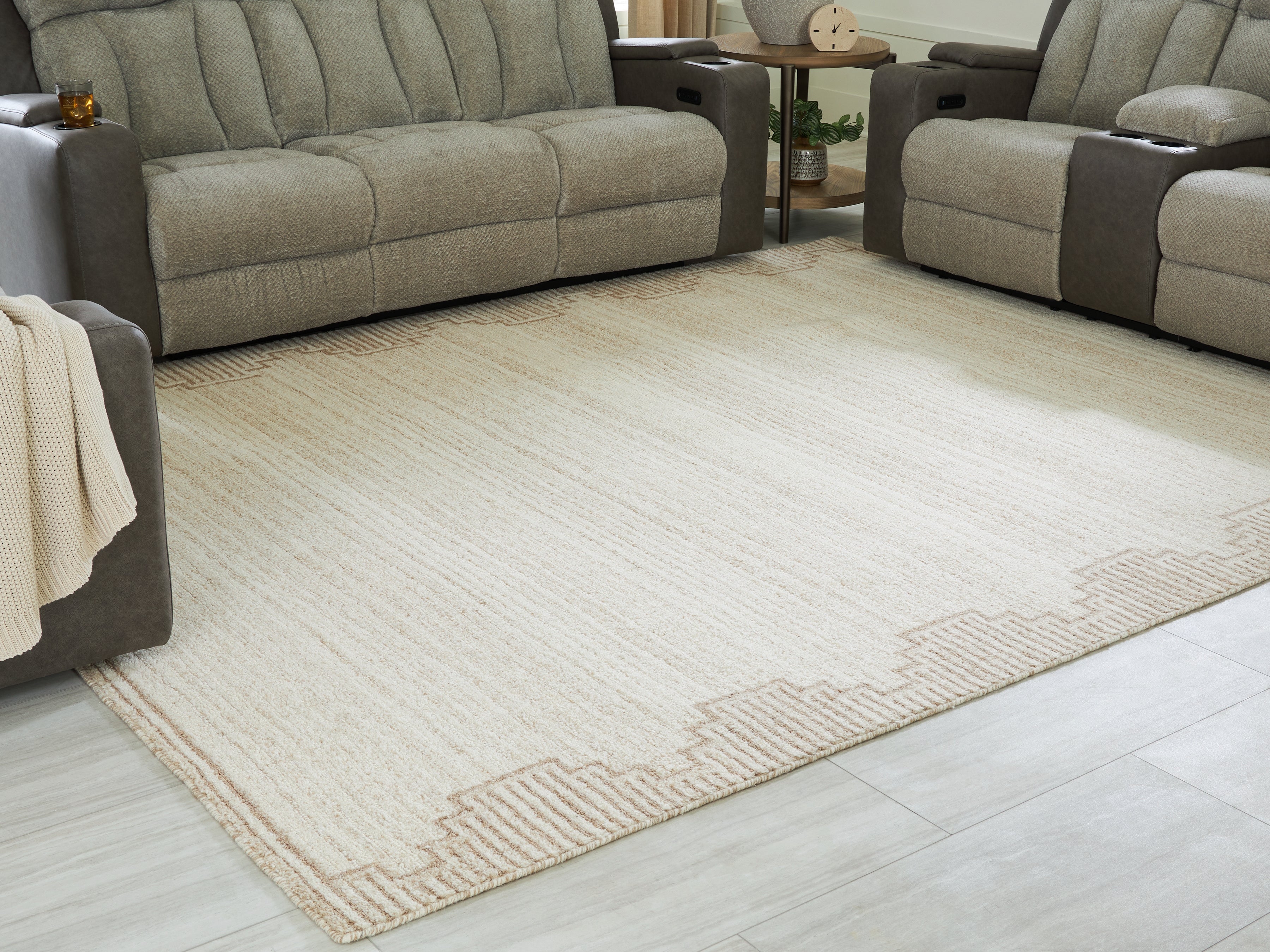 Tampa Furniture Outlet Lutz - Ashley Furniture - Emorymore Rug - Large Rug / Brown/Beige - R407301