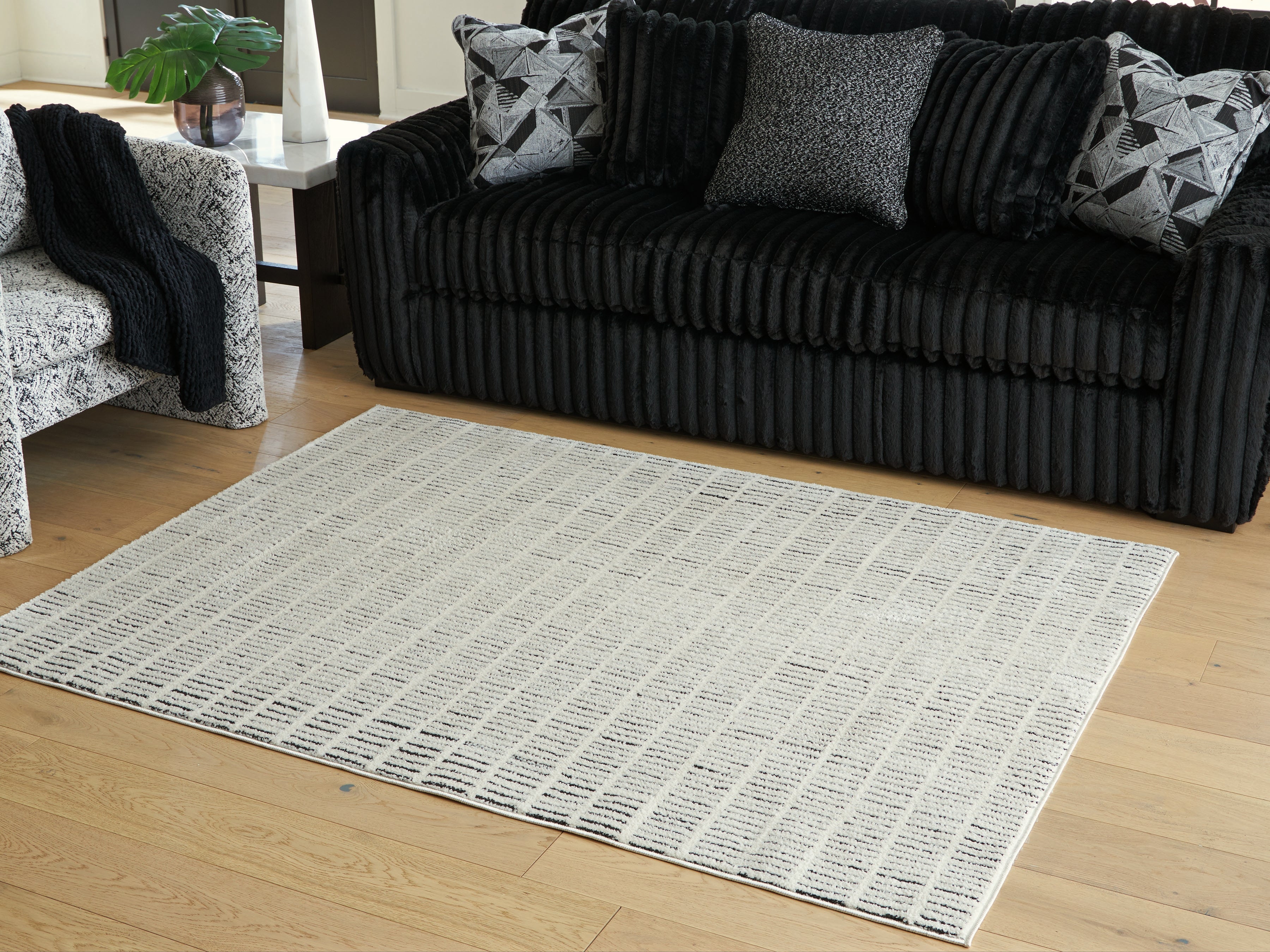 Tampa Furniture Outlet Lutz - Ashley Furniture - Turinwith Rug - 5'3" x 7' Area Rug / Ivory/Black - R407552