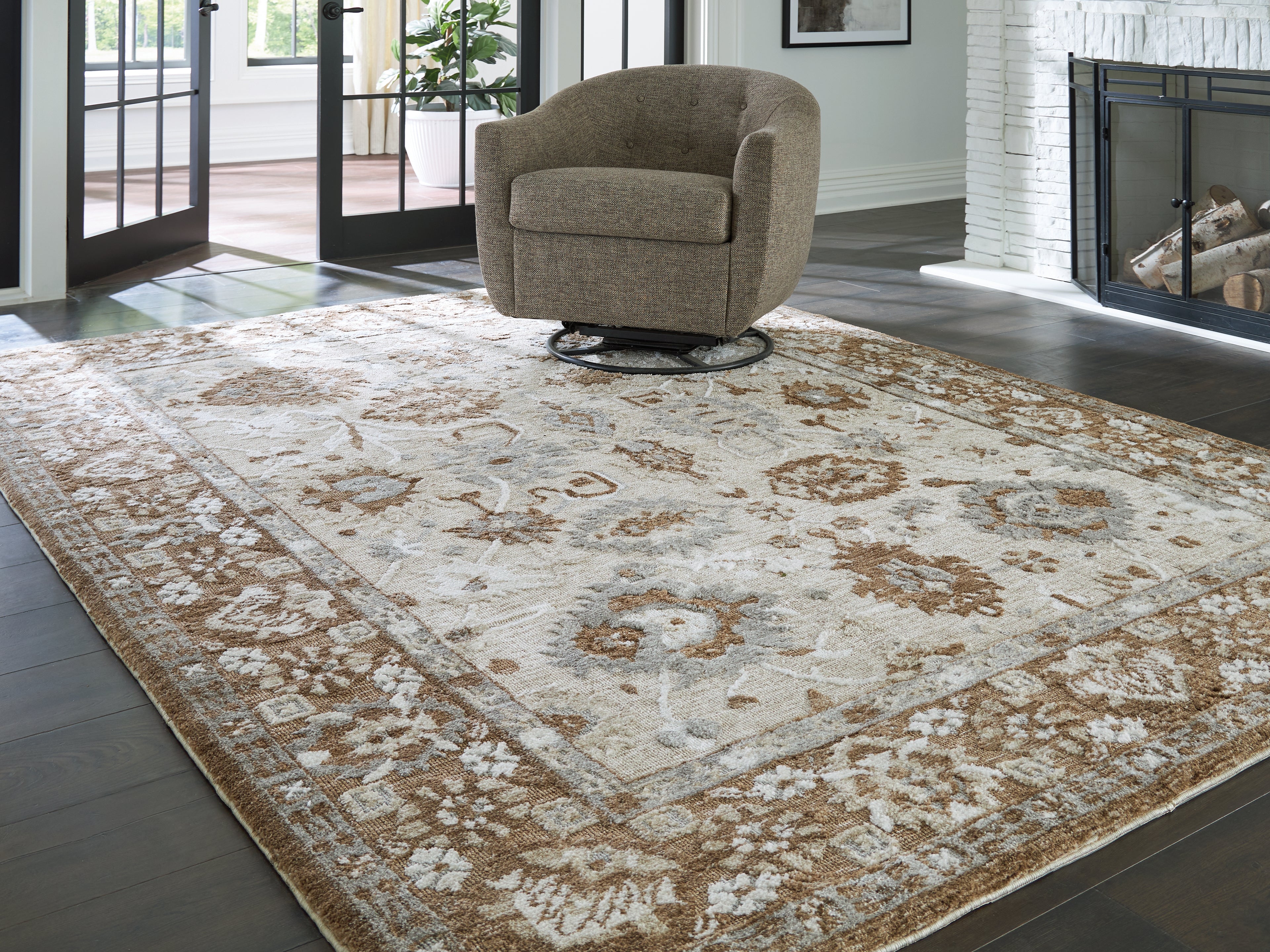 Tampa Furniture Outlet Lutz - Ashley Furniture - Ainswick Rug - Memory Foam Large Rug / Brown/Beige/Gray - R407881