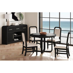 Ridgemont Round Dining Table in Black with Grain