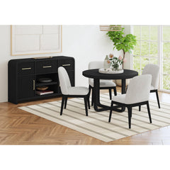 Ridgemont Round Dining Table in Black with Grain