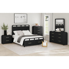 Ridgemont 5-Drawer Chest in Black with Grain
