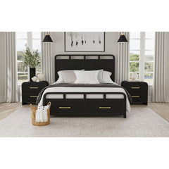 Ridgemont 2-Drawer Nightstand with USB in Black with Grain – SKU B-14440-8W-NS2 | Elements