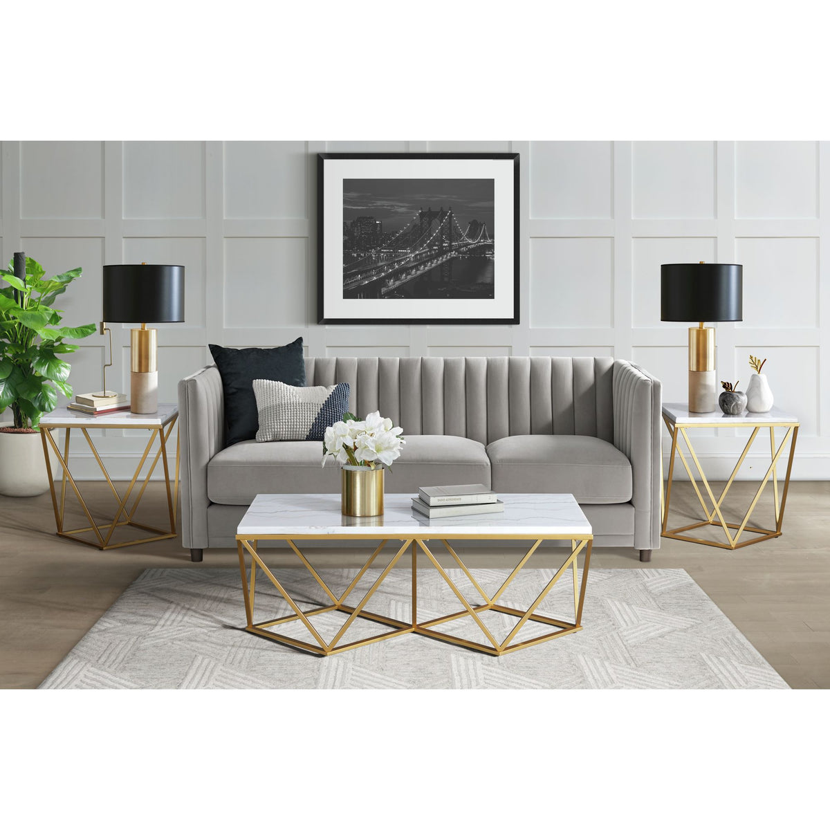 Riko Rectangular Coffee Table W/Gold Metal Leg – SKU CRK120CT | Elements