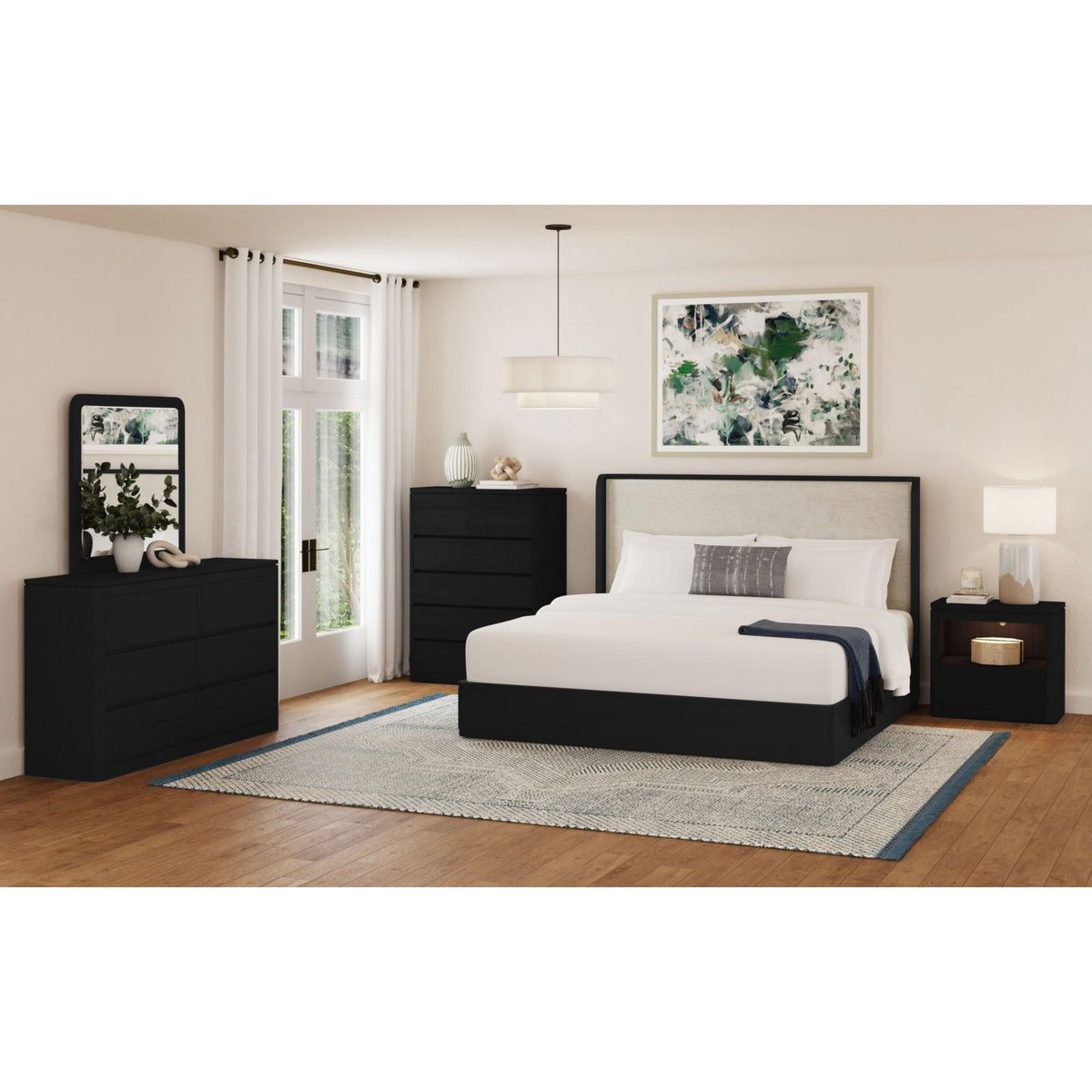 Rosalie Queen UPH Bed in Black – SKU B-16860-8-QB | Elements