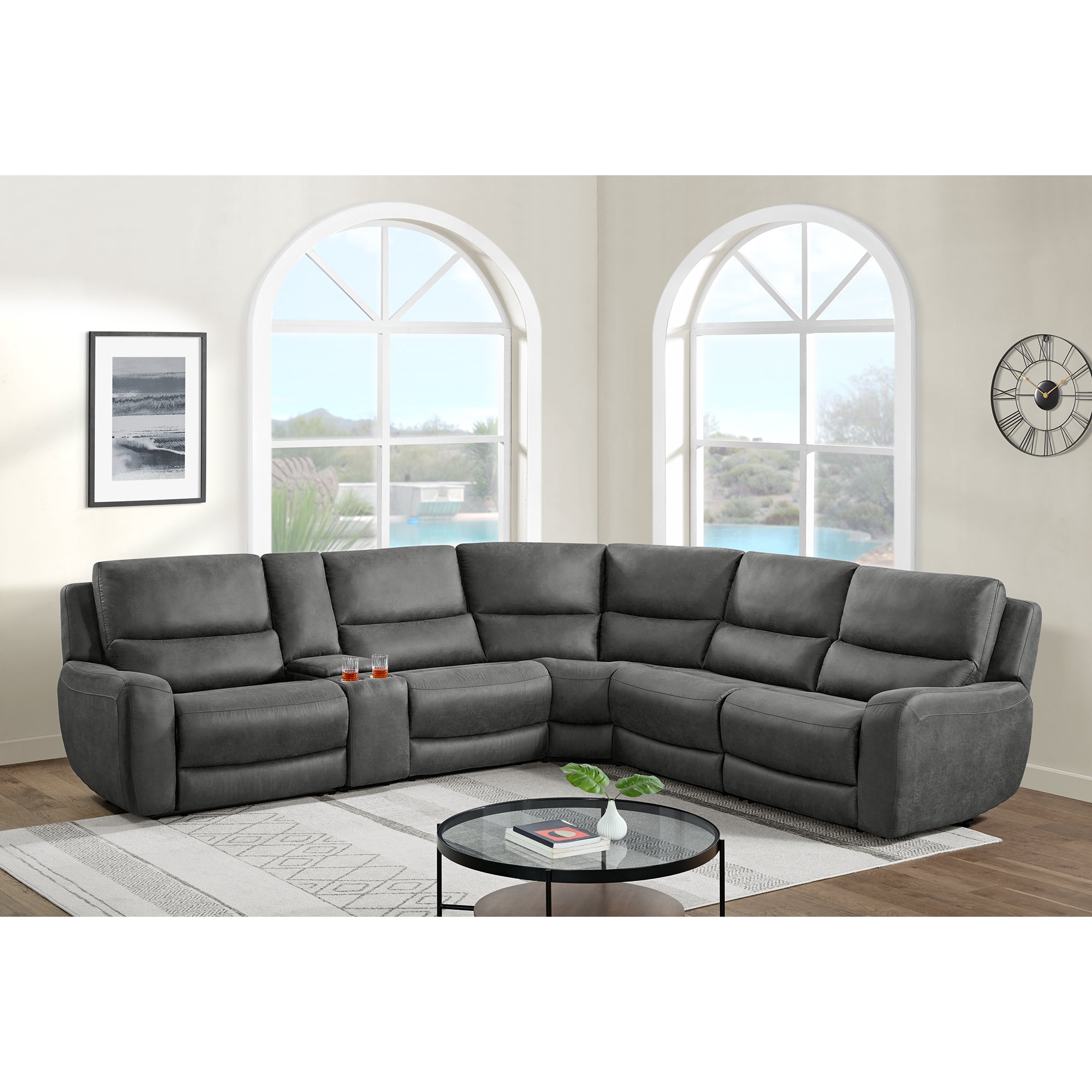 Saber Modular LHF Power Motion Recliner in Texas Granite – SKU U-13780-10590-145P | Elements
