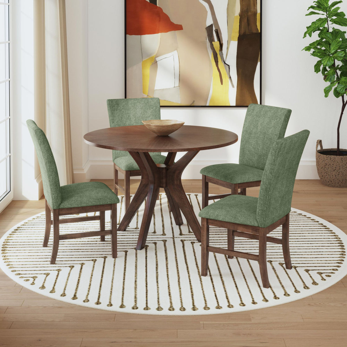 Santa Barbara Dining Side Chair with Avocado Fabric in Walnut (2 Per Carton) – SKU D-16550-5-SCA | Elements