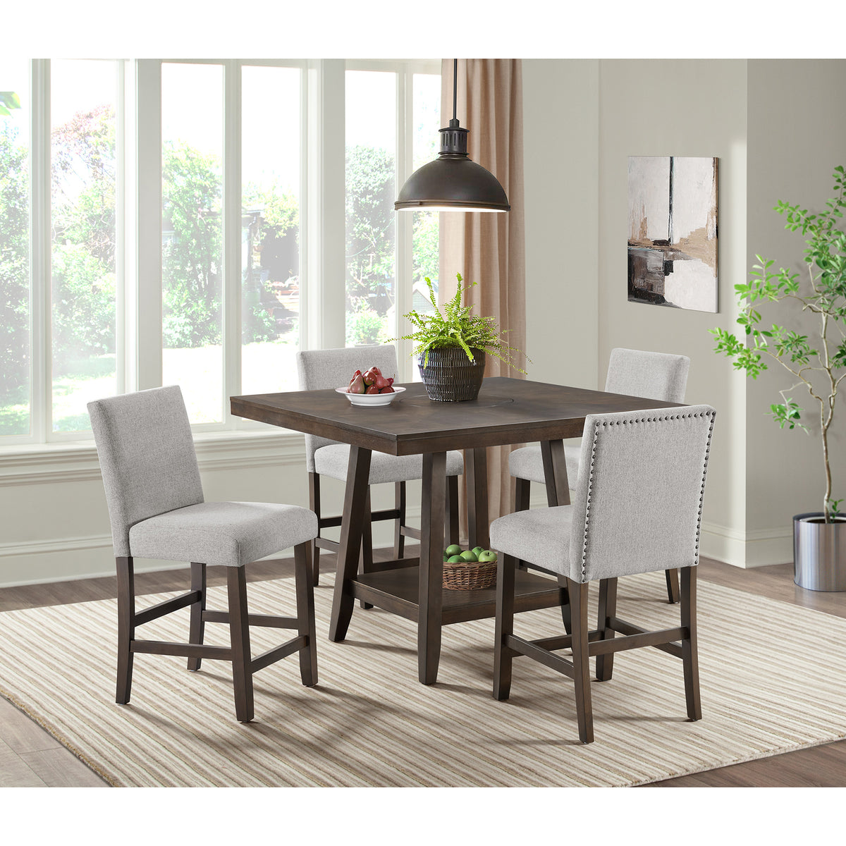 Seneca Counter Side Chair with Grey Fabric in Brown (2 Per Carton) – SKU D-7670-5-CSC | Elements