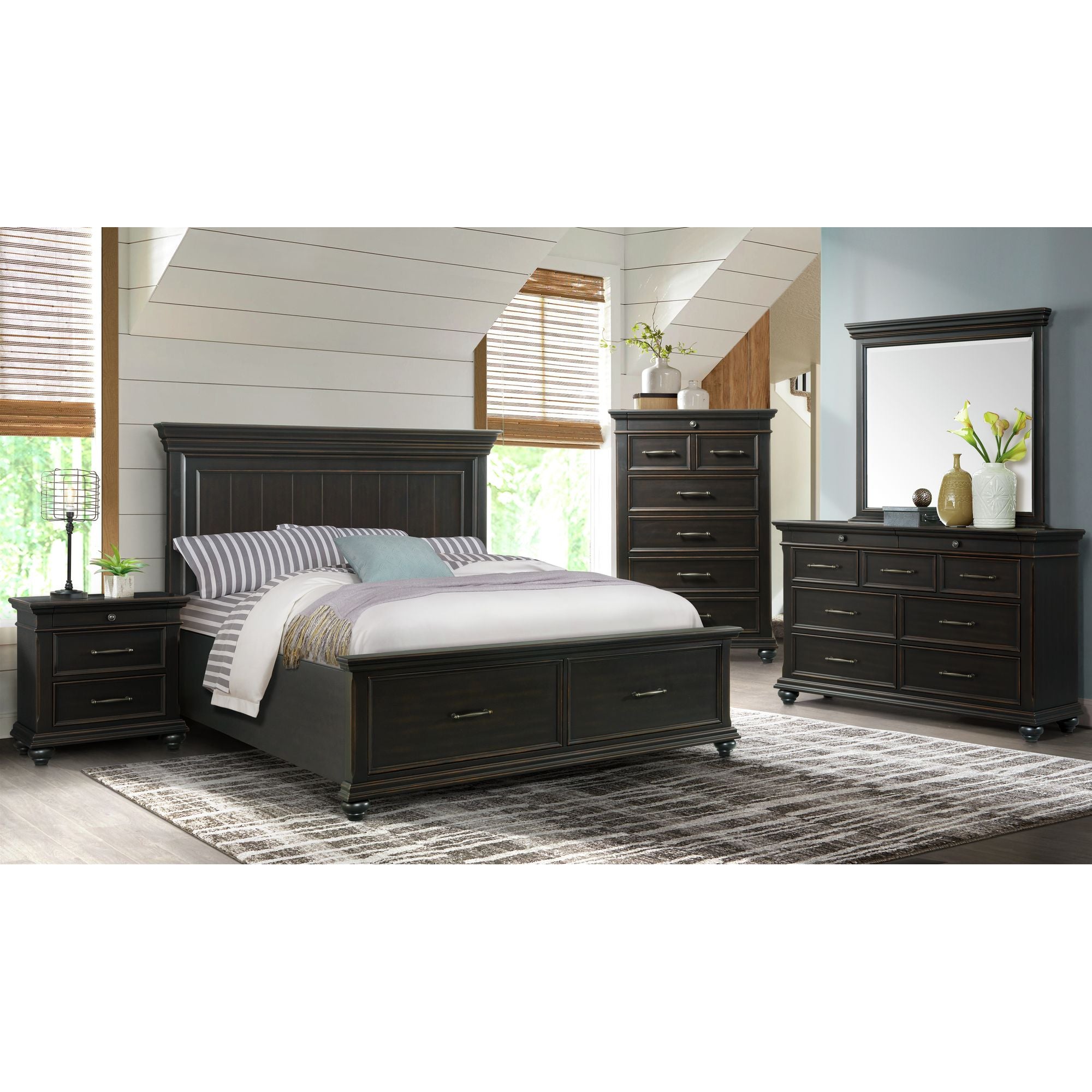 Slater King Bed Black – SKU SR850KB | Elements