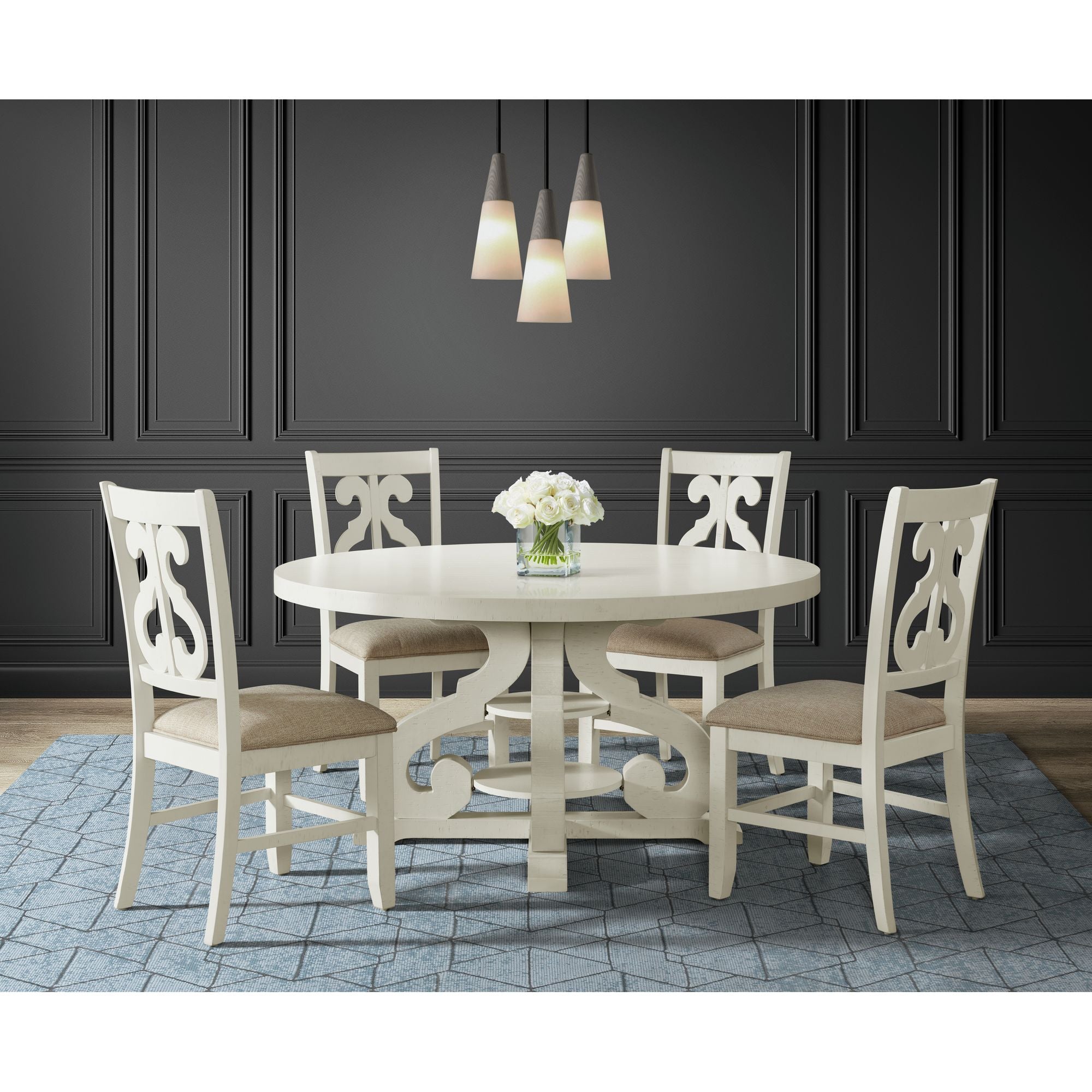Stone Round Dining Table W/PU Base in White – SKU DST780DT | Elements