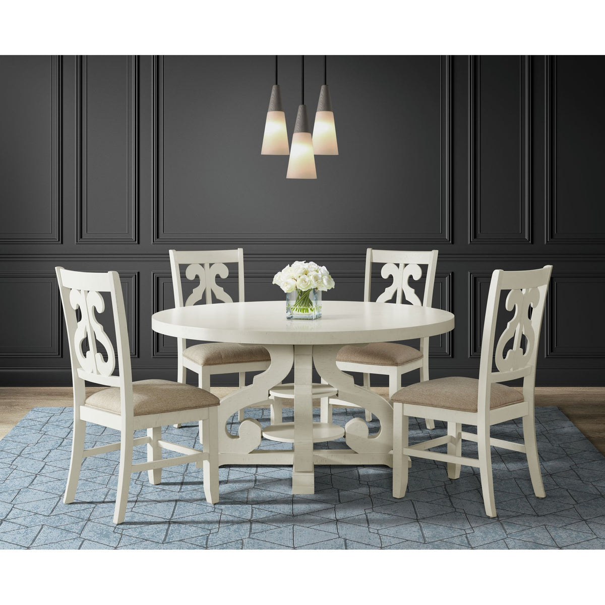 Stone Round Dining Table W/PU Base in White – SKU DST780DT | Elements