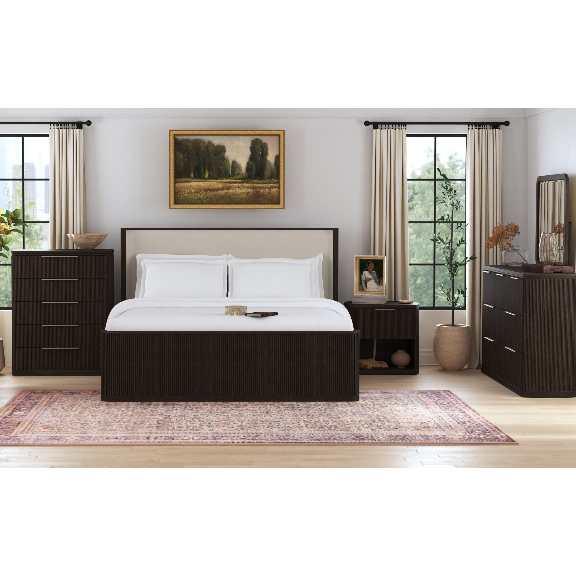 Sylvie Dresser and Mirror Set in Dark Brown – SKU B-16000-5-DRMR | Elements