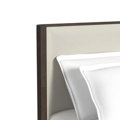 Sylvie King UPH Bed with White Fabric in Dark Brown