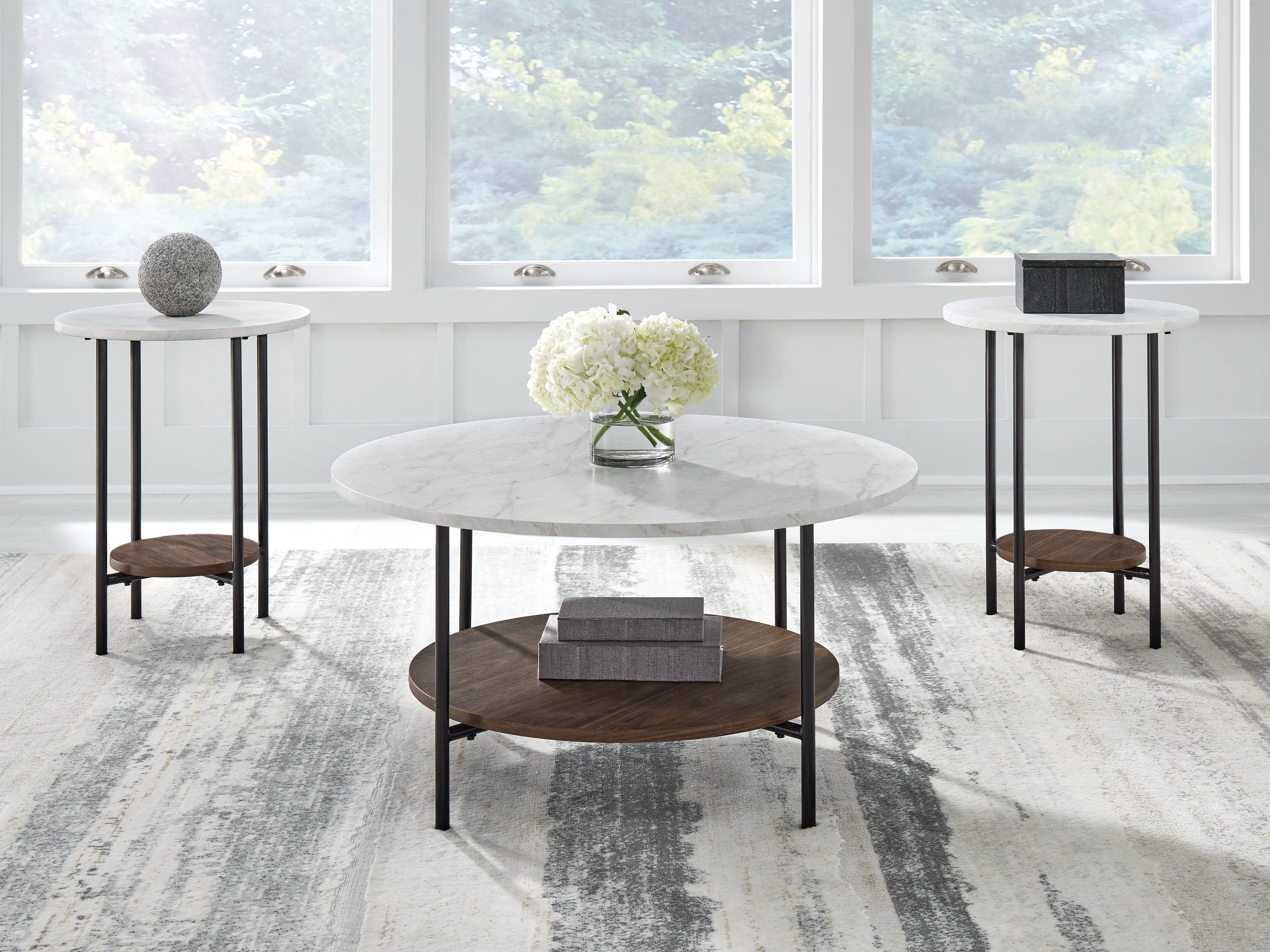 Tampa Furniture Outlet Lutz - Ashley Furniture - Wrenwich Table (Set of 3) - Occasional Table Set (3/CN) / Brown/Black/White - T167-13
