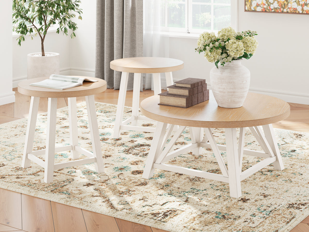 Tampa Furniture Outlet Lutz - Ashley Furniture - Fawndell Table (Set of 3) - Occasional Table Set (3/CN) / Antique White/Brown - T193-13
