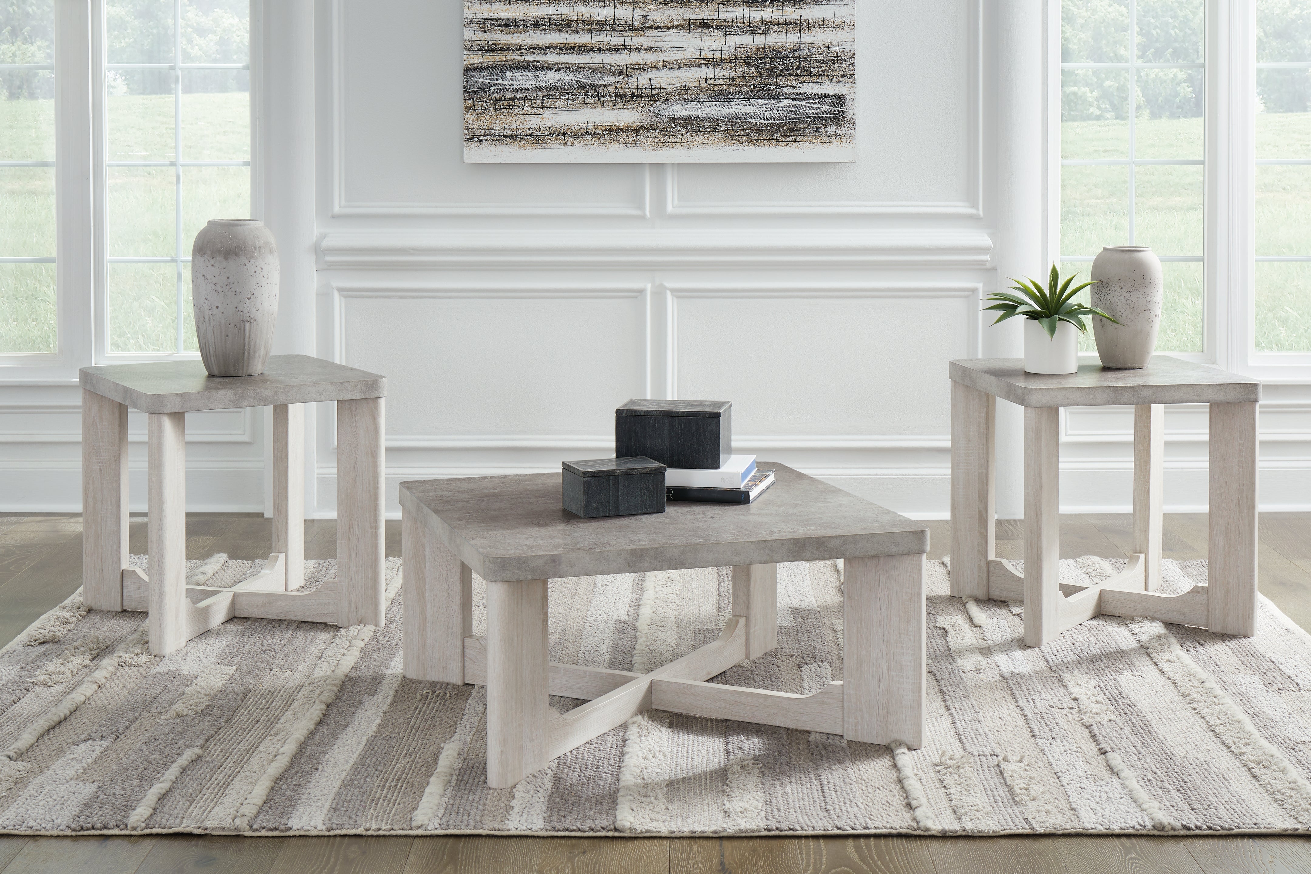 Tampa Furniture Outlet Lutz - Ashley Furniture - Garnilly Table (Set of 3) - Occasional Table Set (3/CN) / Whitewash - T247-13