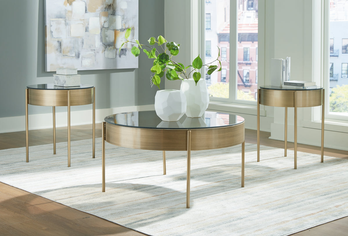 Tampa Furniture Outlet Lutz - Ashley Furniture - Jettaya Table (Set of 3) - Occasional Table Set (3/CN) / Brushed Brass - T285-13