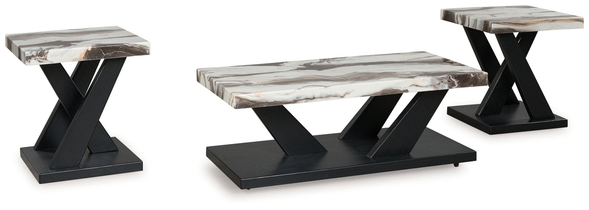 Tampa Furniture Outlet Lutz - Ashley Furniture - Cendill Table (Set of 3) - Occasional Table Set (3/CN) / Dark Brown/White/Black - T403-13