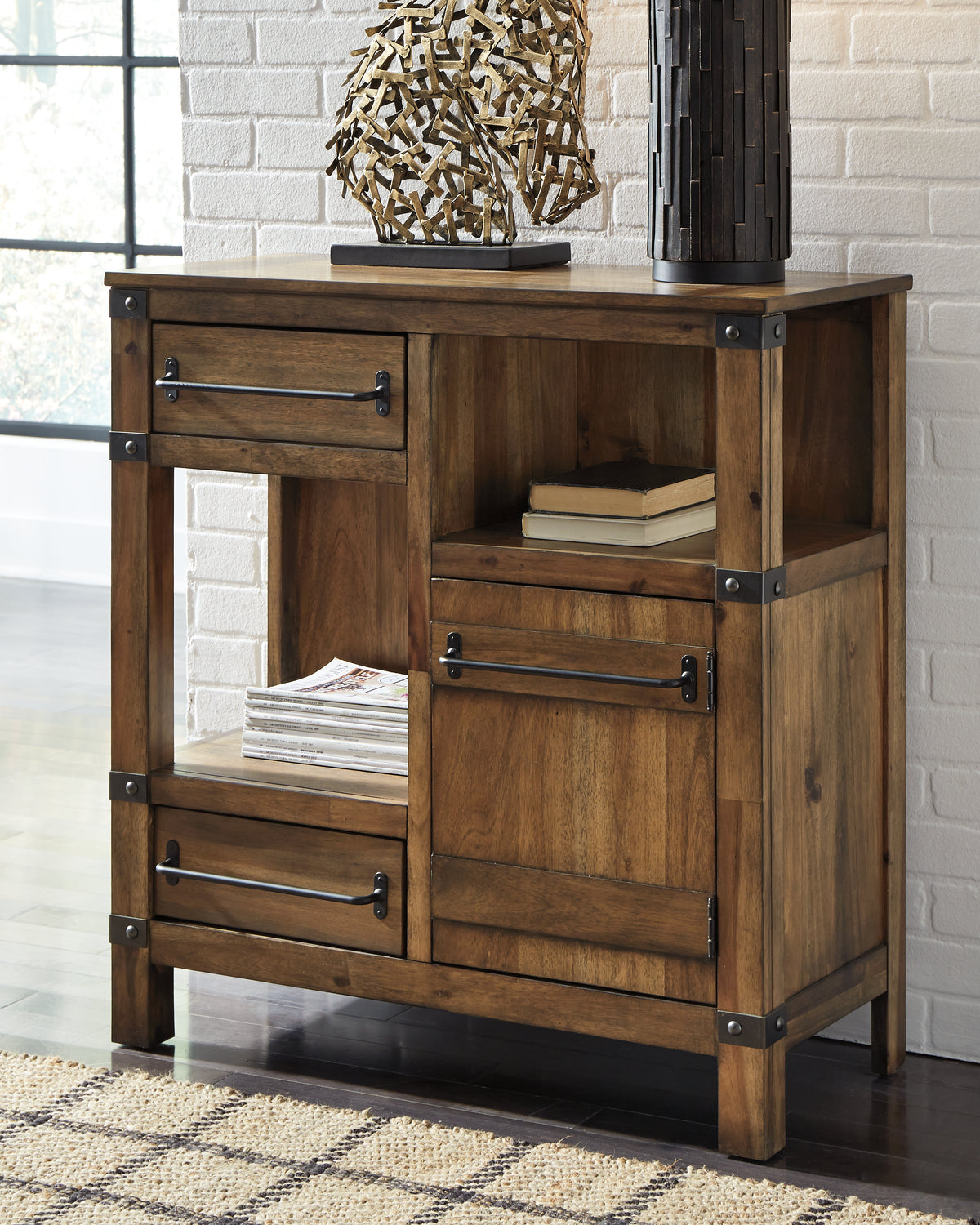 Tampa Furniture Outlet Lutz - Ashley Furniture - Roybeck Accent Cabinet - Accent Cabinet / Light Brown/Bronze - T411-40