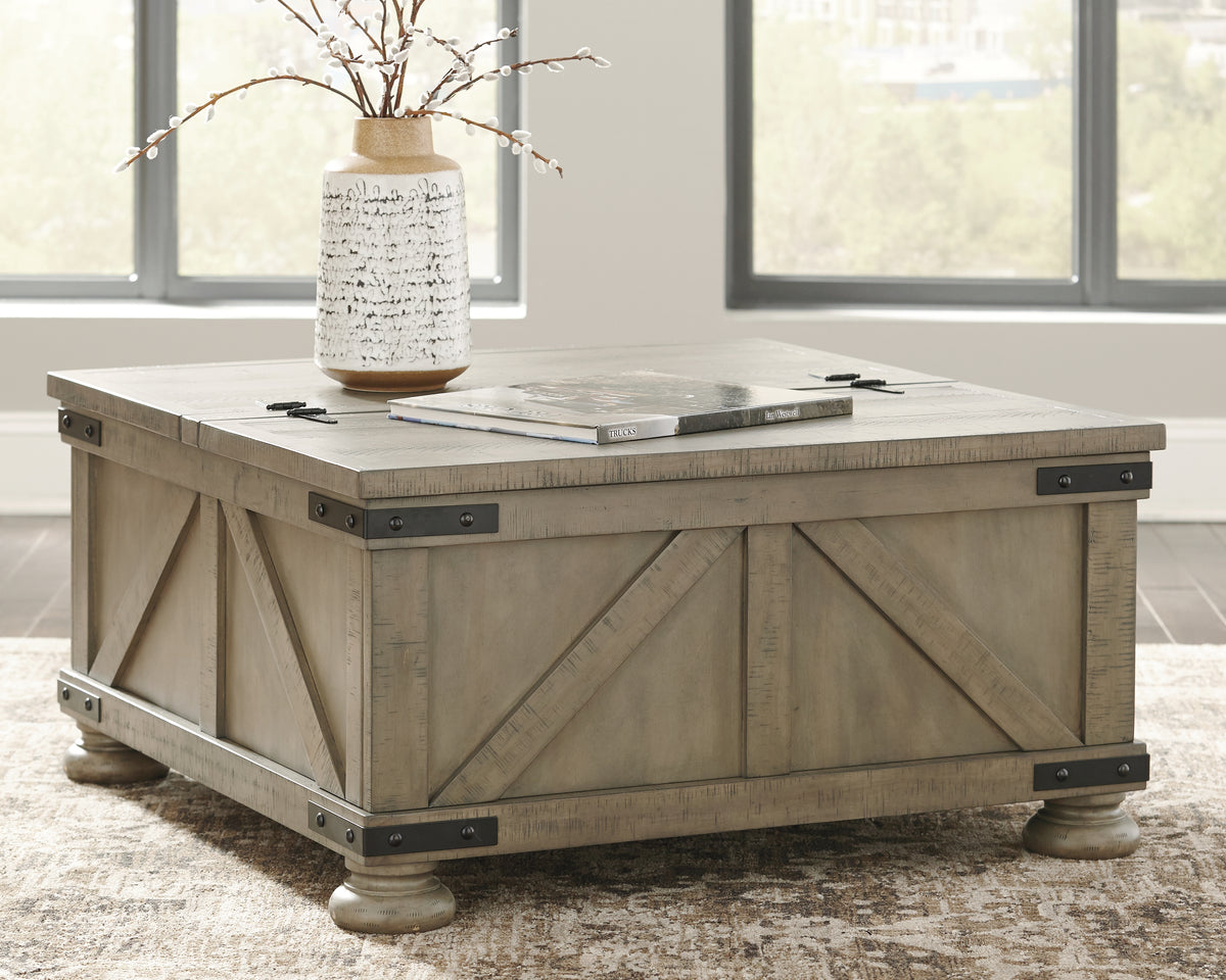 Tampa Furniture Outlet Lutz - Ashley Furniture - Aldwin Coffee Table With Storage - Cocktail Table with Storage / Gray - T457-20