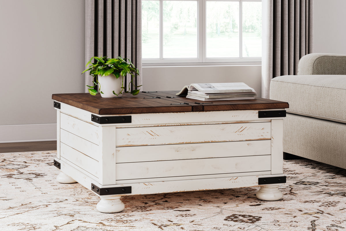 Tampa Furniture Outlet Lutz - Ashley Furniture - Wystfield Coffee Table - Cocktail Table with Storage / White/Brown - T459-20