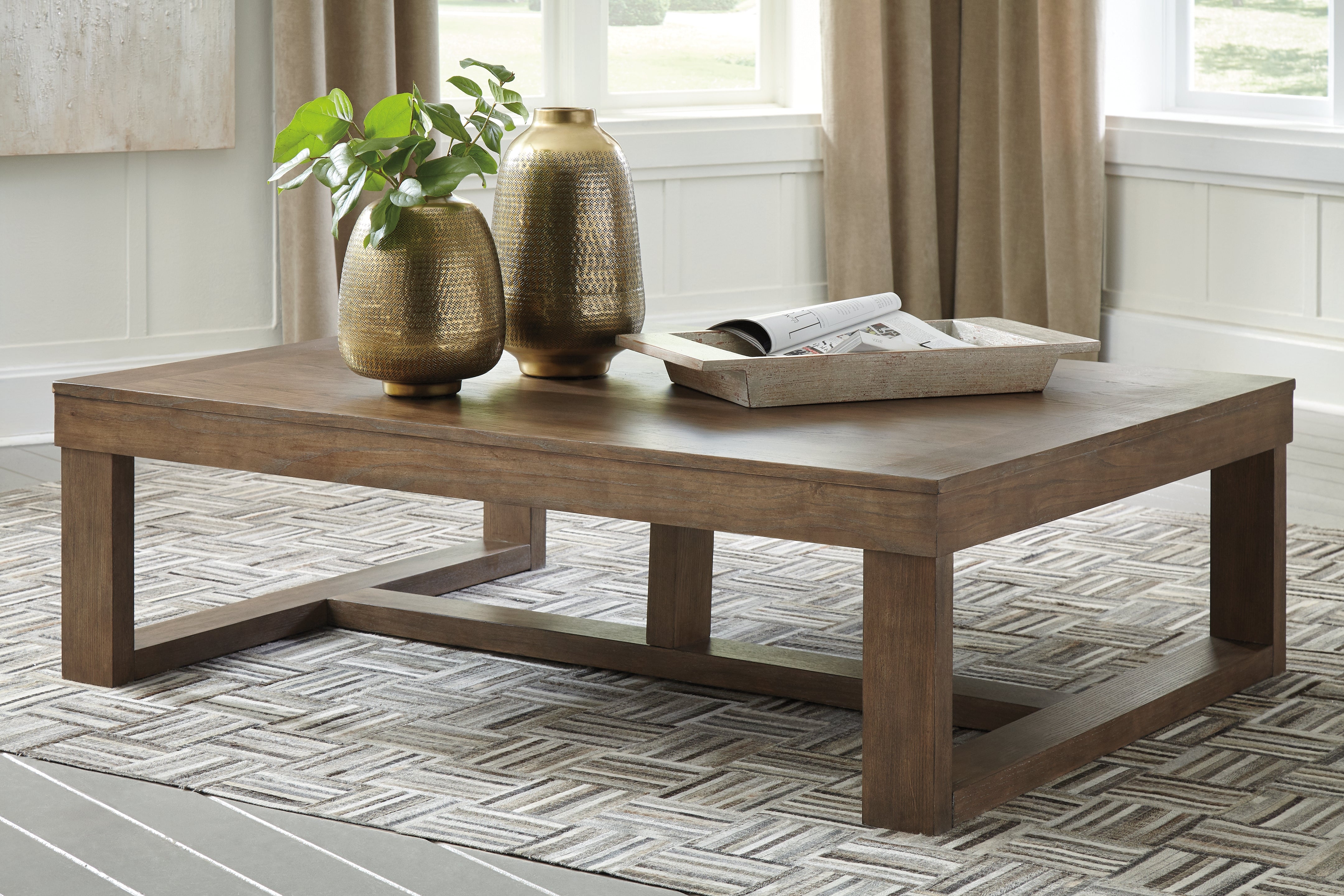 Tampa Furniture Outlet Lutz - Ashley Furniture - Cariton Coffee Table - Rectangular Cocktail Table / Gray - T471-1