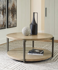 Tampa Furniture Outlet Lutz - Ashley Furniture - Dyonton Coffee Table - Round Cocktail Table / Light Grayish Brown - T574-8