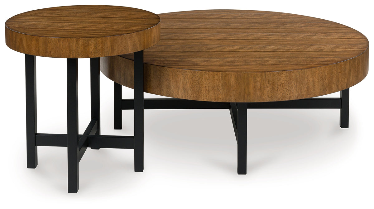 Tampa Furniture Outlet Lutz - Ashley Furniture - Steenlage Table (Set of 2) - Occasional Table Set (Set of 2) / Brown/Black - T575-12
