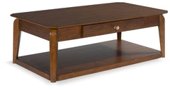 Tampa Furniture Outlet Lutz - Ashley Furniture - Trenmour Coffee Table - Rectangular Cocktail Table / Medium Brown - T596-1