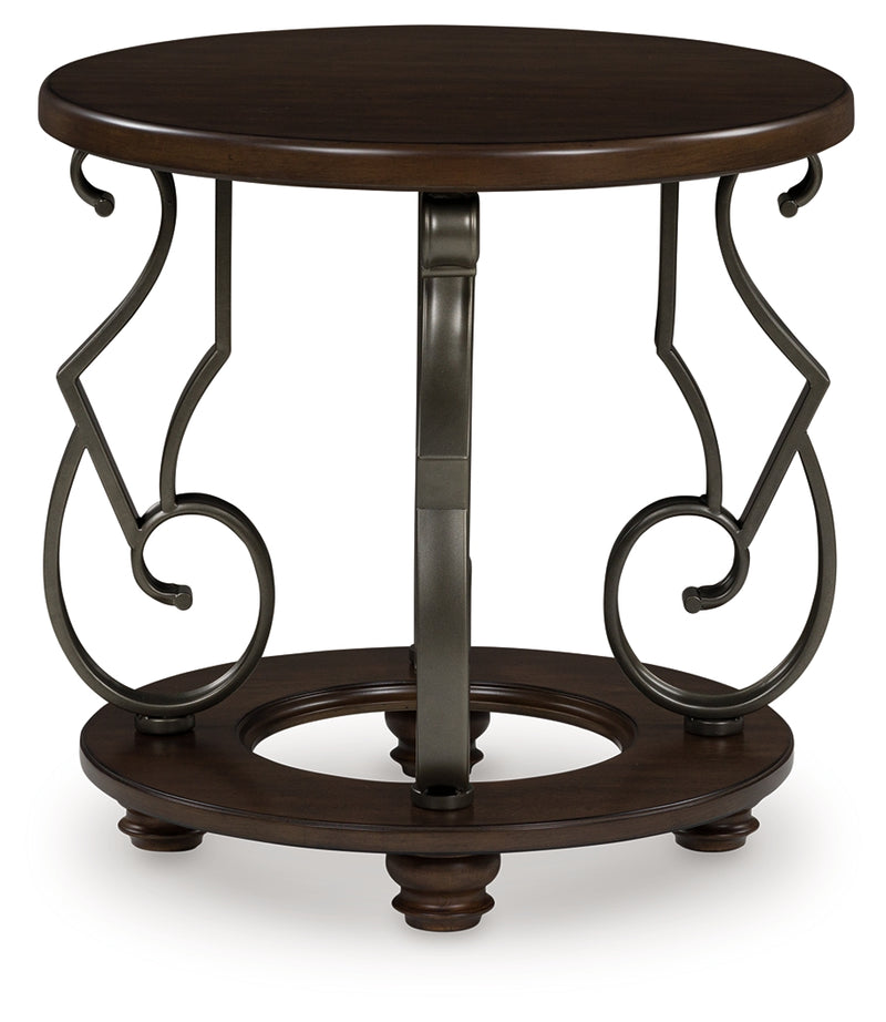 Tampa Furniture Outlet Lutz - Ashley Furniture - Frallyn End Table - Round End Table / Dark Brown - T623-6