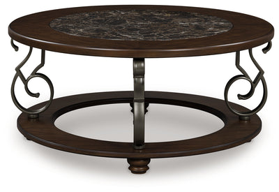 Tampa Furniture Outlet Lutz - Ashley Furniture - Frallyn Coffee Table - Round Cocktail Table / Dark Brown - T623-8
