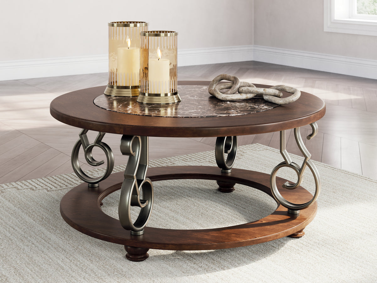 Tampa Furniture Outlet Lutz - Ashley Furniture - Frallyn Coffee Table - Round Cocktail Table / Dark Brown - T623-8
