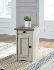 Tampa Furniture Outlet Lutz - Ashley Furniture - Bolanburg Chairside End Table with USB Ports & Outlets - Chair Side End Table / Two-tone - T637-7