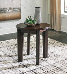 Tampa Furniture Outlet Lutz - Ashley Furniture - Korestone 2 End Table - Round End Table / Dark Brown - T657-6