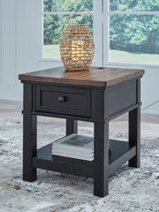 Tampa Furniture Outlet Lutz - Ashley Furniture - Wildenauer End Table - Rectangular End Table / Brown/Black - T664-3