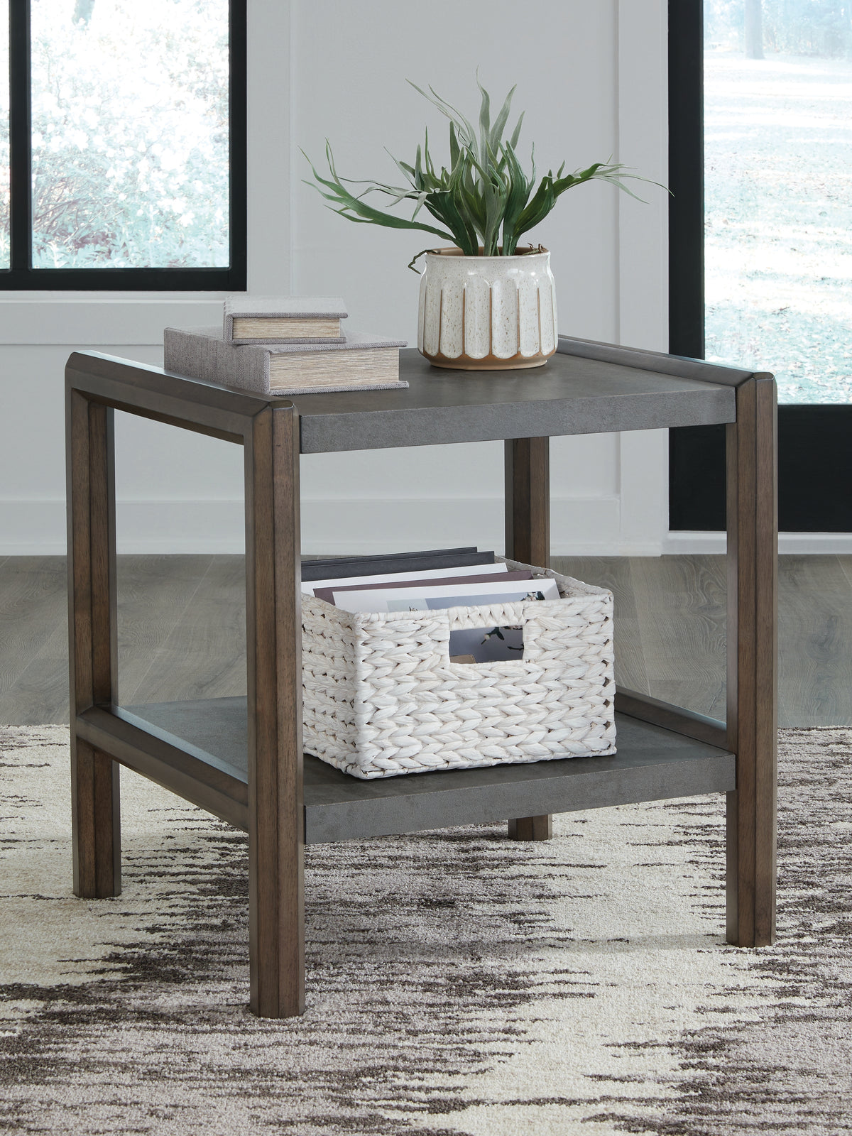 Tampa Furniture Outlet Lutz - Ashley Furniture - Kallenny End Table - Rectangular End Table / Brown/Gray - T669-3