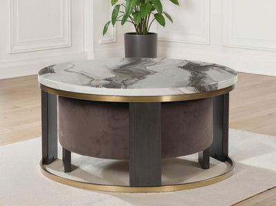 Tampa Furniture Outlet Lutz - Ashley Furniture - Jazmore Nesting Coffee Table (Set of 2) - Nesting Cocktail Tables (Set of 2) / Brown/Brass Finish - T671-22