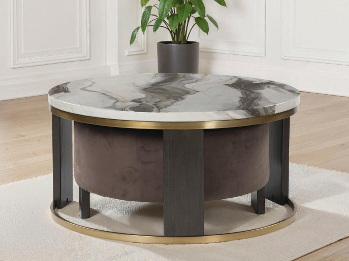Tampa Furniture Outlet Lutz - Ashley Furniture - Jazmore Nesting Coffee Table (Set of 2) - Nesting Cocktail Tables (Set of 2) / Brown/Brass Finish - T671-22
