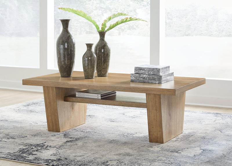 Tampa Furniture Outlet Lutz - Ashley Furniture - Kristiland Coffee Table - Rectangular Cocktail Table / Light Brown - T674-1