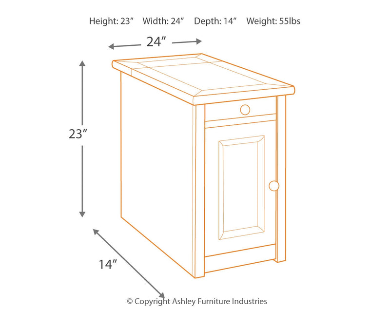 Tyler Creek Chairside End Table with USB Ports & Outlets