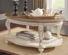 Tampa Furniture Outlet Lutz - Ashley Furniture - Realyn Coffee Table - Oval Cocktail Table / White/Brown - T743-0
