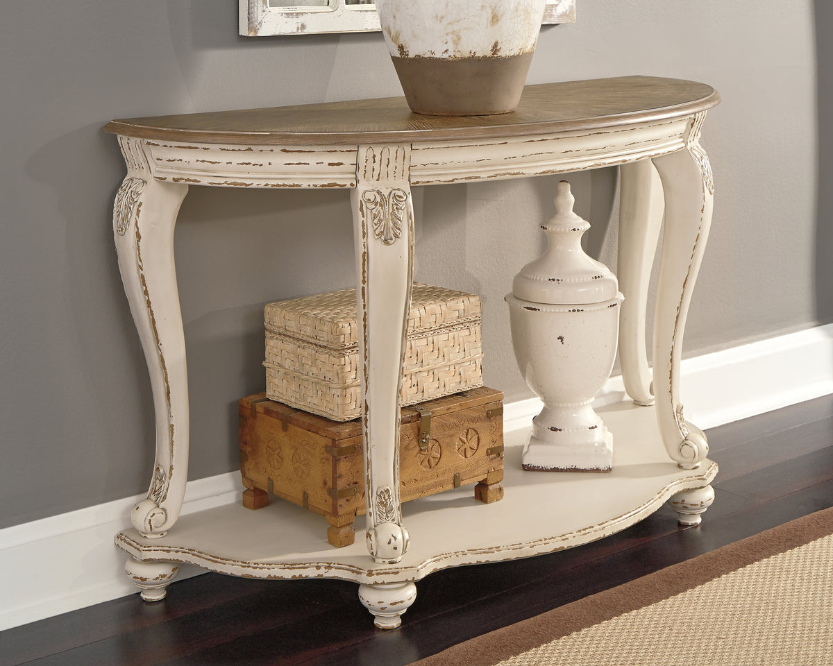 Tampa Furniture Outlet Lutz - Ashley Furniture - Realyn Sofa Table - Sofa Table / White/Brown - T743-4